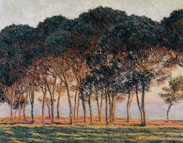 Claude Monet Under the Pine Trees at the End of the Day